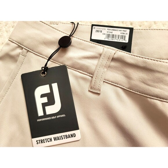 NWT Footjoy Performance Knit Stretch Wicking Golf Pants 29018 Stone Beige 38x30 - Picture 6 of 8
